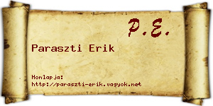 Paraszti Erik névjegykártya